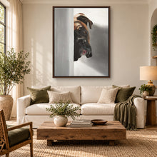 Load image into Gallery viewer, Boxer dog painting displayed in a framed neutral living room