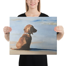 Load image into Gallery viewer, Dachshund Canvas Wall Art Print of Dachshund on Beach 16 x 20 inches