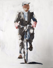 Load image into Gallery viewer, Man Cycling Painting, Prints, Posters, Originals, Commissions, Fine Art - from original oil painting by James Coates