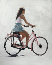 Load image into Gallery viewer, Girl Cycling Painting, Prints, Posters, Originals, Commissions - Fine Art - from original oil painting by James Coates