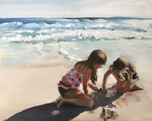 Load image into Gallery viewer, Children on beach Painting, beach Poster, Wall art, Canvas Print, Fine Art - from original oil painting by James Coates