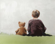 Load image into Gallery viewer, Boy with Teddy bear Painting, PRINTS, Canvas, Posters, Commissions, Fine Art - from original oil painting by James Coates