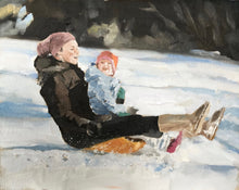 Load image into Gallery viewer, Mummy and daughter - Painting -Wall art - Canvas Print - Fine Art - from original oil painting by James Coates