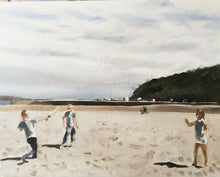 Load image into Gallery viewer, Children on beach Painting, PRINTS, Canvas, Posters, Originals, Commissions, Fine Art, from original oil painting by James Coates