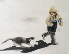 Load image into Gallery viewer, Boy and his cat Painting, PRINT, Canvas, Poster, Commissions, Fine Art - from original oil painting by James Coates