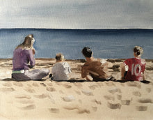 Load image into Gallery viewer, Beach Family Painting, Prints, Posters, Originals, Commissions, Fine Art - from original oil painting by James Coates