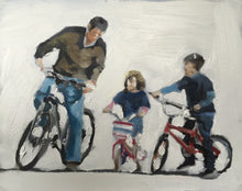 Load image into Gallery viewer, Family bike ride Painting, PRINT, Canvas, Commissions, Art - from original oil painting by James Coates