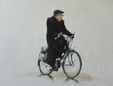 Load image into Gallery viewer, Man Cycling Painting, Prints, Canvas, Poster , Original, Commission, Fine Art - from original oil painting by James Coates