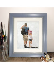 Load image into Gallery viewer, Daddy and daughter Painting, Prints, Posters, Canvas, originals, Commissions, Fine Art - from original oil painting by James Coates