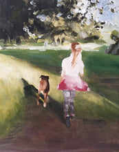 Load image into Gallery viewer, Girl and dog Painting, little girl Poster, Wall art, Canvas Print, Fine Art - from original oil painting by James Coates