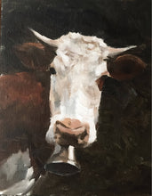 Load image into Gallery viewer, Brown and white Cow Painting, Print, Canvas, Poster, Original, Commissions - Fine Art - from original oil painting by James Coates