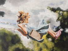 Load image into Gallery viewer, Girl on swing - Painting - Poster - Wall art - Canvas Print - Fine Art - from original oil painting by James Coates