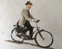 Load image into Gallery viewer, Man -Bicycle Painting - Cycling art - Cycling Poster - Cycling Print - Fine Art - from original oil painting by James Coates