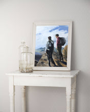 Load image into Gallery viewer, Couple hiking - Painting -Wall art - Canvas Print - Fine Art - from original oil painting by James Coates