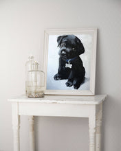 Load image into Gallery viewer, Black Labrador Puppy Painting, Canvas, Posters, Commissions, Fine Art - from original oil painting by James Coates