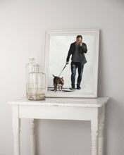 Load image into Gallery viewer, Man walking Dog Painting, Prints,Canvas, Poster, Originals, Commissions - Fine Art - from original oil painting by James Coates