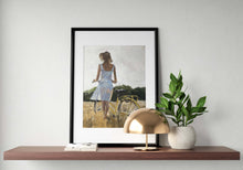 Load image into Gallery viewer, Woman and bike painting, Bicycle Painting, Cycling art, Cycling Poster, Cycling Print ,Fine Art - from original oil painting by James Coates