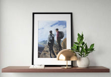 Load image into Gallery viewer, Couple hiking - Painting -Wall art - Canvas Print - Fine Art - from original oil painting by James Coates