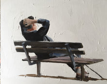 Load image into Gallery viewer, Man on bench Painting, Poster, Wall art, Canvas Print, Fine Art - from original oil painting by James Coates