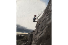 Load image into Gallery viewer, Rock climber Painting, Rock Climber Poster, Rock climber Wall art, Climber Canvas Print,Fine Art, from original oil painting by James Coates