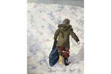 Load image into Gallery viewer, Child playing in the snow, PRINTS, Canvas,Poster, Commission, Fine Art - from original oil painting by James Coates