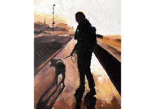 Load image into Gallery viewer, Dog walk Dog Painting - Dog art - Dog Print - Fine Art - from original oil painting by James Coates