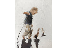 Load image into Gallery viewer, Boy and ducks Painting, Poster, Wall art, Canvas Print - Fine Art - from original oil painting by James Coates
