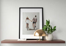 Load image into Gallery viewer, Couple cycling Painting, Prints, Canvas, Posters, Originals, Commissions, Fine Art - from original oil painting by James Coates