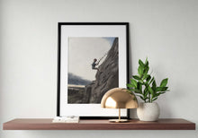 Load image into Gallery viewer, Rock climber Painting, Rock Climber Poster, Rock climber Wall art, Climber Canvas Print,Fine Art, from original oil painting by James Coates