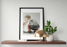 Load image into Gallery viewer, Boy and cat Painting, Poster, Prints, Originals, Commissions - Fine Art - from original oil painting by James Coates