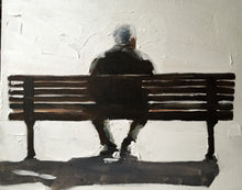 Load image into Gallery viewer, Man on bench Painting, man Poster, Wall art, Canvas Print, Fine Art - from original oil painting by James Coates