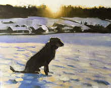 Load image into Gallery viewer, Dog in snow, Dog Painting, Dog art, Dog Prints, Dog Fine Art, from original oil painting by James Coates