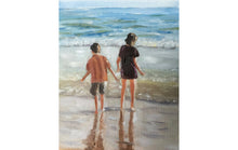 Load image into Gallery viewer, Children at Beach Painting - Poster - Wall art - Canvas Print - Fine Art - from original oil painting by James Coates