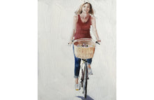 Load image into Gallery viewer, Woman on Bike Painting, Prints, Canvas, Posters, Originals, Commissions, Fine Art - from original oil painting by James Coates