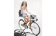 Load image into Gallery viewer, Woman on bike -Bicycle Painting - Cycling art - Cycling Poster - Cycling Print - Fine Art - from original oil painting by James Coates