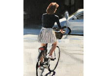 Load image into Gallery viewer, Woman cycling Painting, cycling poster, Wall art, Canvas Print, Fine Art - from original oil painting by James Coates