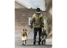 Load image into Gallery viewer, Man and dogs - Painting -Dog art - Dog Prints - Fine Art - from original oil painting by James Coates