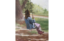 Load image into Gallery viewer, Girl on swing Painting, Poster, Wall art, Prints - Fine Art - from original oil painting by James Coates