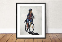 Load image into Gallery viewer, Child Cycling Painting, Prints, Posters, Originals, Commissions, Fine Art - from original oil painting by James Coates