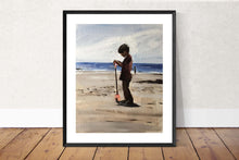 Load image into Gallery viewer, Child on beach Painting, PRINTS, Canvas, Posters, Originals, Commissions - Fine Art - from original oil painting by James Coates