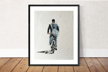 Load image into Gallery viewer, Man on bike Painting, Prints, Cycling Poster, Canvas, Originals, Commissions - Fine Art - from original oil painting by James Coates