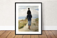Load image into Gallery viewer, A Ride on Daddy' Shoulders Painting, Prints, Canvas, Poster, Commissions, Fine Art - from original oil painting by James Coates