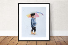 Load image into Gallery viewer, Boy with umbrella Painting, PRINTS, Canvas, Painting, Commissions - Fine Art - from original oil painting by James Coates