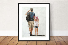 Load image into Gallery viewer, Daddy and daughter Painting, Prints, Posters, Canvas, originals, Commissions, Fine Art - from original oil painting by James Coates