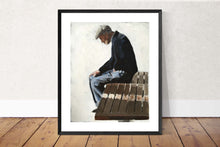 Load image into Gallery viewer, Old man thinking Painting, Prints, Posters, Canvas, Originals, Commissions, Fine Art - from original oil painting by James Coates