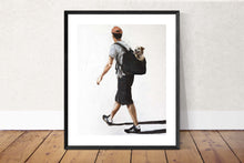 Load image into Gallery viewer, Dog in Back pack Painting, Prints, Canvas, Posters, Originals, Commissions, Fine Art - from original oil painting by James Coates