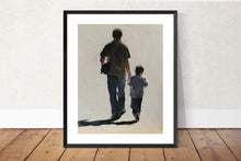 Load image into Gallery viewer, Daddy and Boy Painting, Family Wall art, Family Canvas Print, Family Fine Art - from original oil painting by James Coates