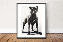 Load image into Gallery viewer, Staffordshire Bull Terrier Dog Painting, Dog Print, Poster, Originals, Commissions - Fine Art - from original oil painting by James Coates
