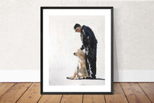 Load image into Gallery viewer, Man and dog, Painting, Prints, Originals, Commissions, Fine Art - from original oil painting by James Coates
