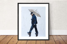 Load image into Gallery viewer, Man walking in the rain Painting, Prints, Canvas, Posters, Originals, Commissions - Fine Art - from original oil painting by James Coates
